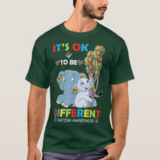 Het is oké om een ander ellefant Puzzle Autism Awa T-shirt