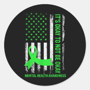 Het is oké om niet oké te zijn, US Flag Mental Hea Ronde Sticker