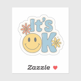 Het is oké – Zacht Retro Sticker met Smiley