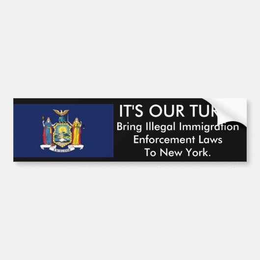 Het is onze beurt, New York. Bumpersticker (Voorkant)