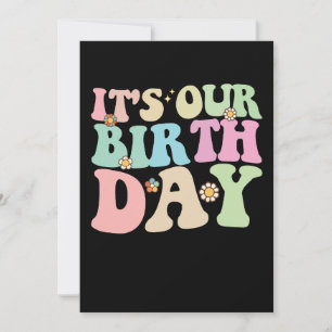 Het is onze verjaardag tweeling Groovy Retro Kaart