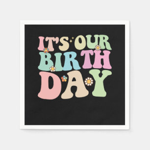 Het is onze verjaardag tweeling Groovy Retro Servet