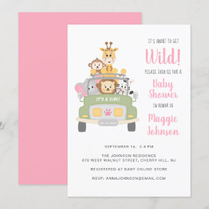 Het is op het punt Wild Safari Baby Girl Shower te Kaart