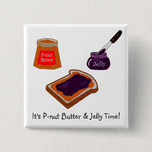 Het is P-notenboter & Jam Tijd Speld Vierkante Button 5,1 Cm