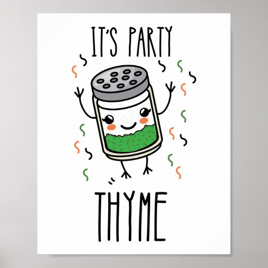 Het is Party Thyme Herb Pun Poster (Voorkant)