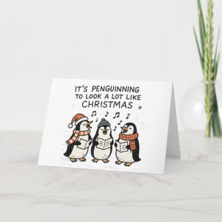 Het is Penguinning - Grappige Kerstkaart Feestdagen Kaart