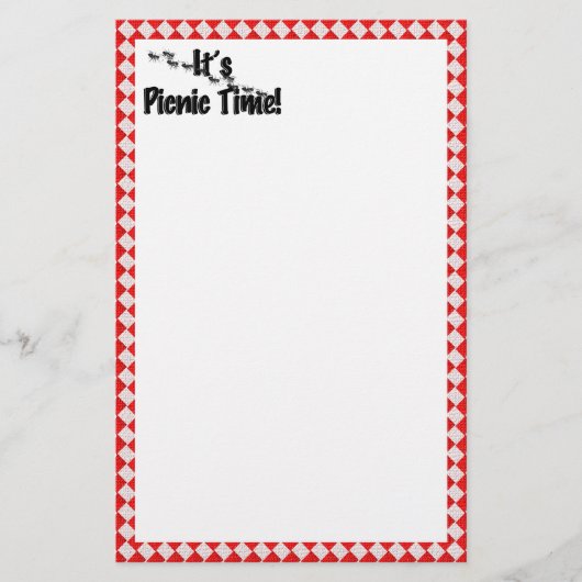 Het is Picnic Time. Rood Gecontroleerde tafelkledi Briefpapier (Voorkant)