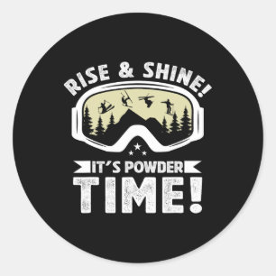 Het is Poeder Tijd Ski Bril Winter Sporten Skie Ronde Sticker