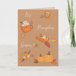 Het is pompoenseizoen Herfst wenskaart Feestdagen Kaart