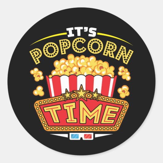 Het is Popcorn Time Ronde Sticker (Voorkant)