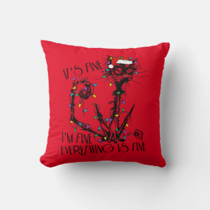 Het is prima Alles is een mooie Rode Kerst Pillow Kussen