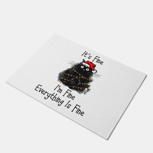 Het is prima Alles is mooi met Kerstmis Black Deurmat (Schuin)