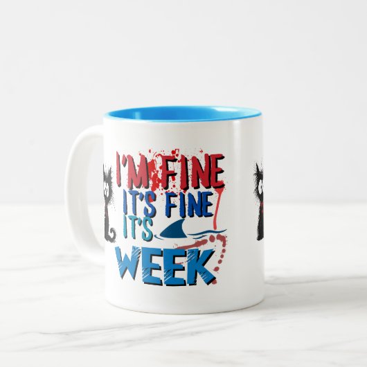 Het is prima, het is Shark Week keramische mok (Voorkant links)