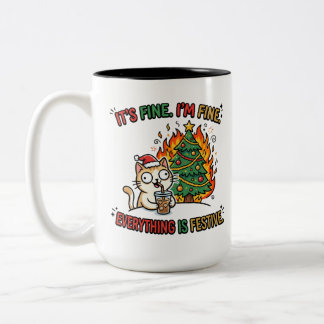 Het Is Prima Ik Ben Prima Alles Is Feestelijk Chao Tweekleurige Koffiemok