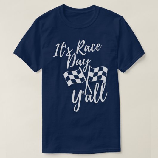 Het is Race Day Y'all Gecontkered Flag Racing Trac T-shirt (Design voorkant)