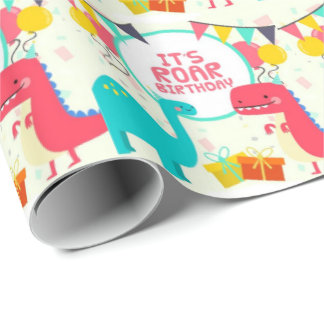 Het is Roar Birthday Dinosaurs Cadeaupapier