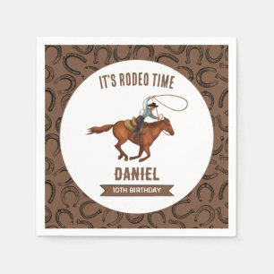 Het is Rodeo Time Cowboy verjaardag Servet