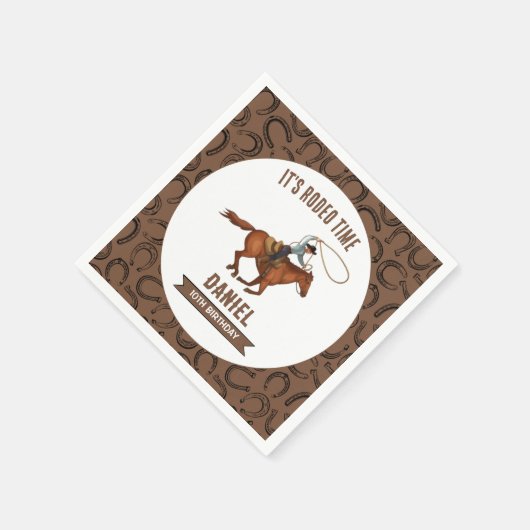 Het is Rodeo Time Cowboy verjaardag Servet (Hoek)