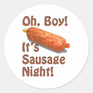 Het is Sausage Night. Ronde Sticker