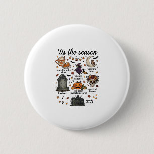 Het Is Seizoen Halloween Heks Pompoen Schedel_1 Ronde Button 5,7 Cm