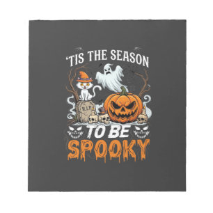 Het Is Seizoen Om Spooky Halloween Pompoen Geest T Notitieblok