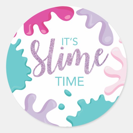Het is Slime Time Birthday Pink Slime Stickers (Voorkant)