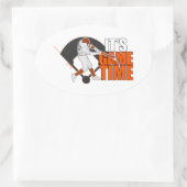 Het is Speltijd - Baseball (Oranje) Ovale Sticker (Tas)