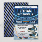 Het is Speltijd! Ice Hockey Birthday Invitation Kaart (Voorkant / Achterkant)