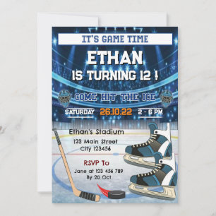 Het is Speltijd! Ice Hockey Birthday Invitation Kaart