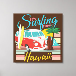 Het is Surftijd Hawaii - Summer Beach Vibes Canvas Afdruk