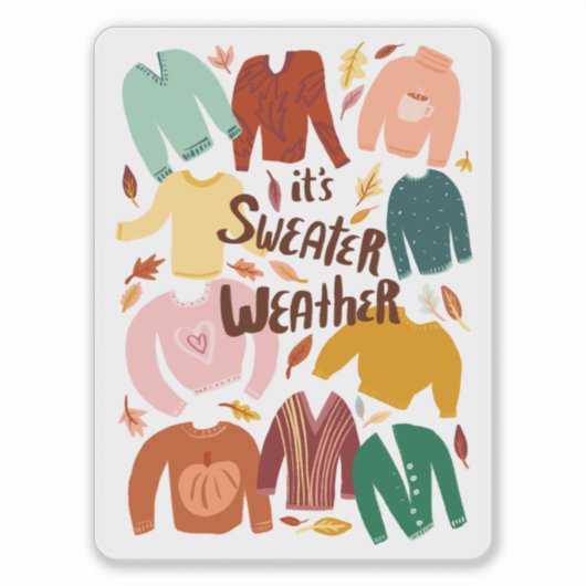 Het is Sweater Weer Herfst Herfst Seizoensgebonden Sticker (Voorkant)