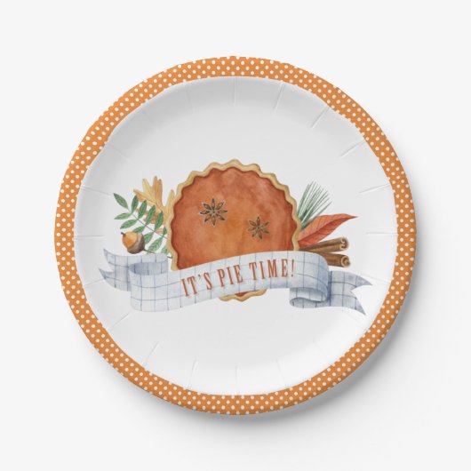 Het is taarttijd | Pumpkin Pie Paper Bord (Voorkant)