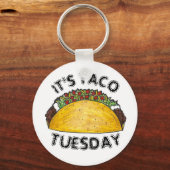 Het is Taco Dinsdag Mexican Food Hard Shell Tacos Sleutelhanger (Voorkant)