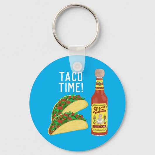 Het is TACO-TIME leuke taco's, hotsauce-illustrati Sleutelhanger (Voorkant)