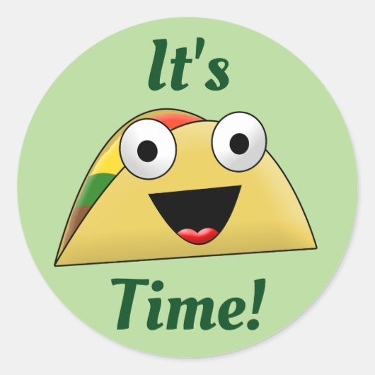 Het is Taco Time Ronde Sticker (Voorkant)