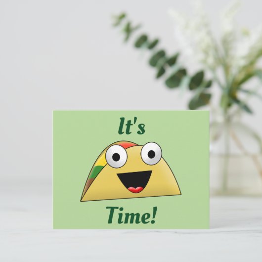 Het is Taco Time | Uitnodiging van Taco Party Fies (Staand voorkant)