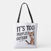 "Het is te druk buiten" Grappige introvert kat Draagtas (Achterkant)