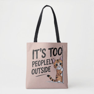 "Het is te druk buiten" Grappige introvert kat Draagtas