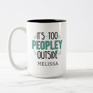Het is te druk buiten Introvert Persoonlijk Tweekleurige Koffiemok