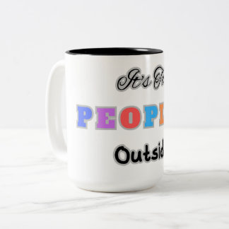 Het is te Peopley buiten Tweekleurige Koffiemok