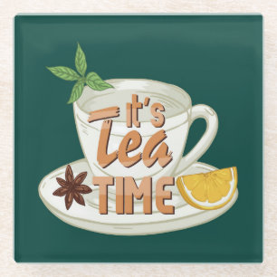 Het is Tea Time Glazen Onderzetter