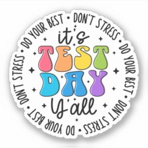 Het is testdag Y'all, Groovy testdag leraar Sticker
