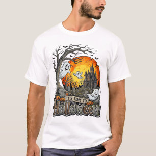 Het is tijd Halloween Spokenhuis Kerkhof Griezelig T-shirt