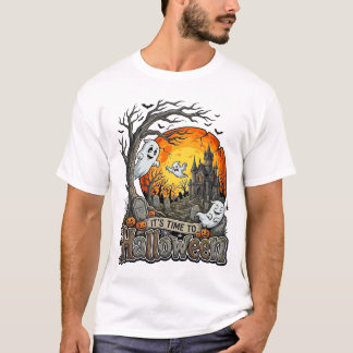 Het is tijd Halloween Spokenhuis Kerkhof Griezelig T-shirt