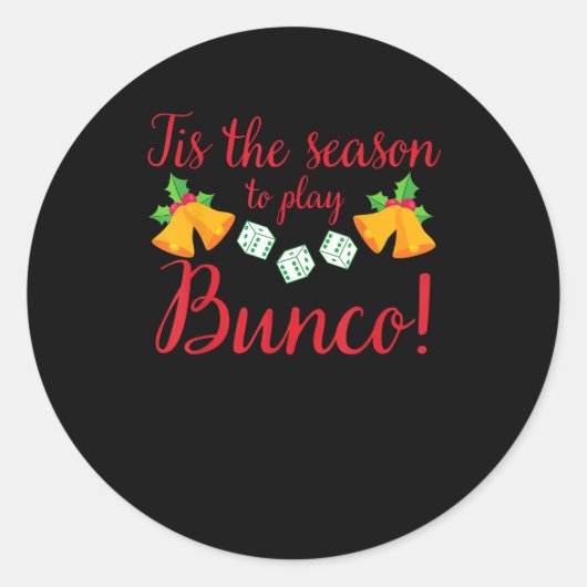 Het Is Tijd Om Bunco Te Spelen Kerstvakantie Dobbe Ronde Sticker (Voorkant)