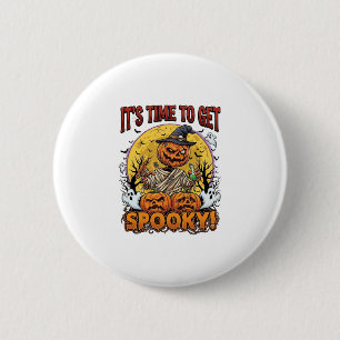 Het Is Tijd Om Griezelig Halloween Pompoen Mummie Ronde Button 5,7 Cm