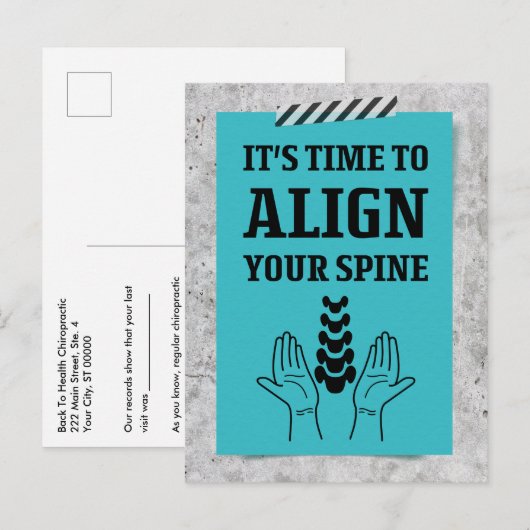 Het is tijd om uw ruggengraatnotitie te richten briefkaart (Voorkant / Achterkant)
