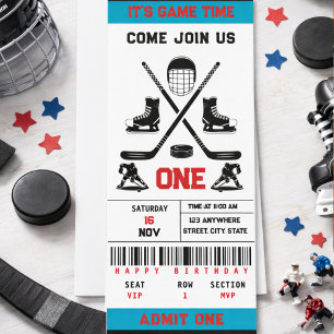 Het is tijd voor ijshockey - Ticket 1e verjaardags Kaart
