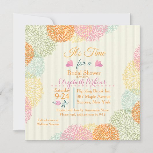 Het is Time Floral Bridal Shower Uitnodiging (Voorkant)