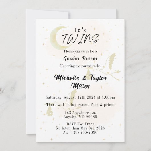 Het is tweeling Gender Onthulling Aankondiging (Voorkant)